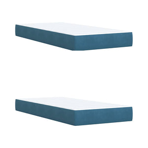 Κρεβάτι Boxspring με Στρώμα Μπλε 200x200 εκ. Βελούδινο - Pakobazaar