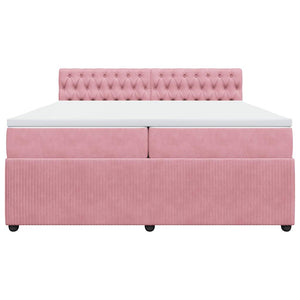 Κρεβάτι Boxspring με Στρώμα Ροζ 200x200 εκ. Βελούδινο - Pakobazaar