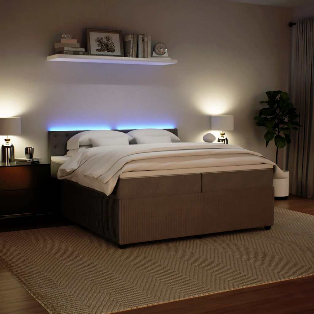 Κρεβάτι Boxspring με Στρώμα Ανοιχτό Γκρι 200x200 εκ. Βελούδινο - Pakobazaar
