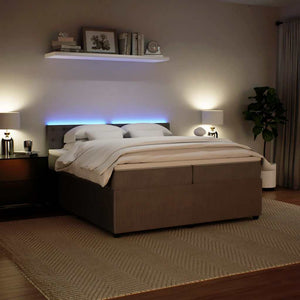 Κρεβάτι Boxspring με Στρώμα Ανοιχτό Γκρι 200x200 εκ. Βελούδινο - Pakobazaar