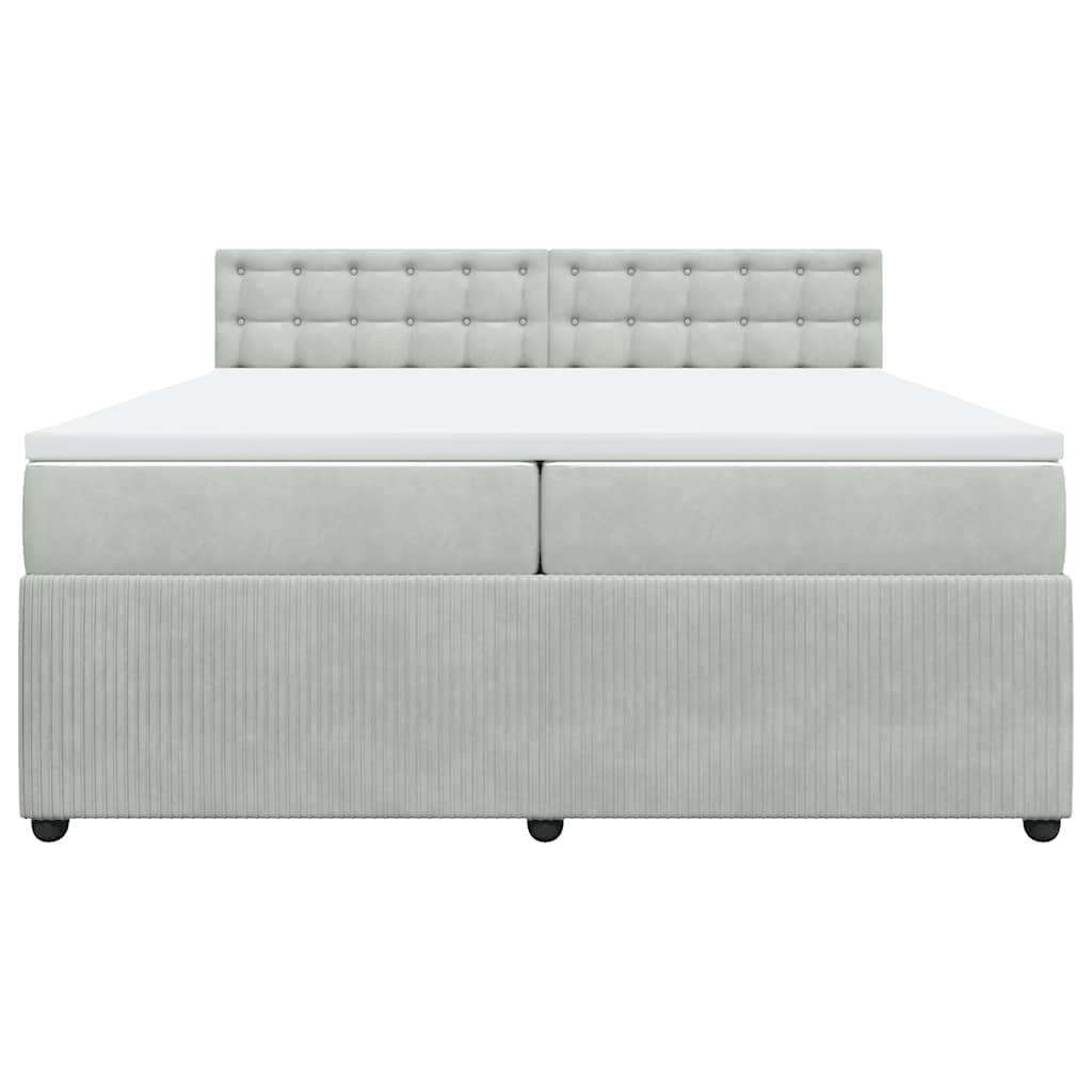 Κρεβάτι Boxspring με Στρώμα Ανοιχτό Γκρι 200x200 εκ. Βελούδινο - Pakobazaar