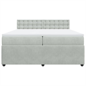 Κρεβάτι Boxspring με Στρώμα Ανοιχτό Γκρι 200x200 εκ. Βελούδινο - Pakobazaar