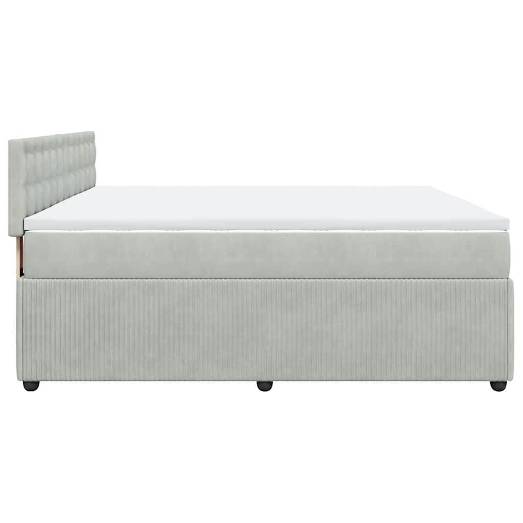 Κρεβάτι Boxspring με Στρώμα Ανοιχτό Γκρι 200x200 εκ. Βελούδινο - Pakobazaar