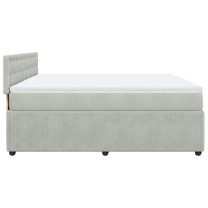 Κρεβάτι Boxspring με Στρώμα Ανοιχτό Γκρι 200x200 εκ. Βελούδινο - Pakobazaar