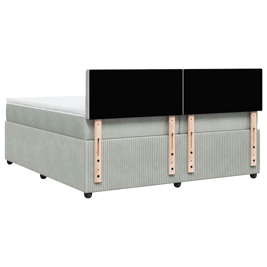 Κρεβάτι Boxspring με Στρώμα Ανοιχτό Γκρι 200x200 εκ. Βελούδινο - Pakobazaar
