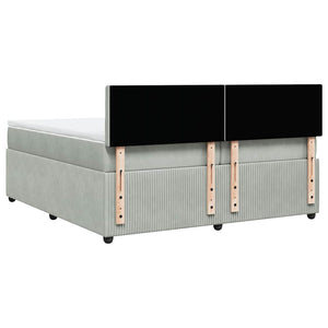 Κρεβάτι Boxspring με Στρώμα Ανοιχτό Γκρι 200x200 εκ. Βελούδινο - Pakobazaar