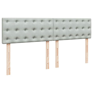 Κρεβάτι Boxspring με Στρώμα Ανοιχτό Γκρι 200x200 εκ. Βελούδινο - Pakobazaar