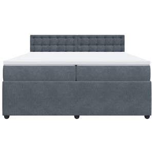 Κρεβάτι Boxspring με Στρώμα Σκούρο Γκρι 200x200 εκ. Βελούδινο - Pakobazaar