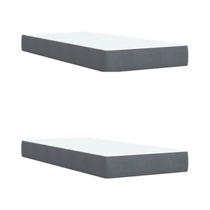 Κρεβάτι Boxspring με Στρώμα Σκούρο Γκρι 200x200 εκ. Βελούδινο - Pakobazaar