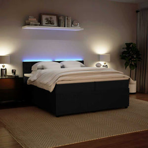 Κρεβάτι Boxspring με Στρώμα Μαύρο 200x200 εκ. Βελούδινο - Pakobazaar