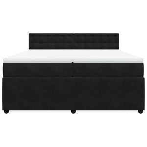 Κρεβάτι Boxspring με Στρώμα Μαύρο 200x200 εκ. Βελούδινο - Pakobazaar