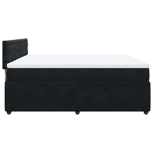 Κρεβάτι Boxspring με Στρώμα Μαύρο 200x200 εκ. Βελούδινο - Pakobazaar