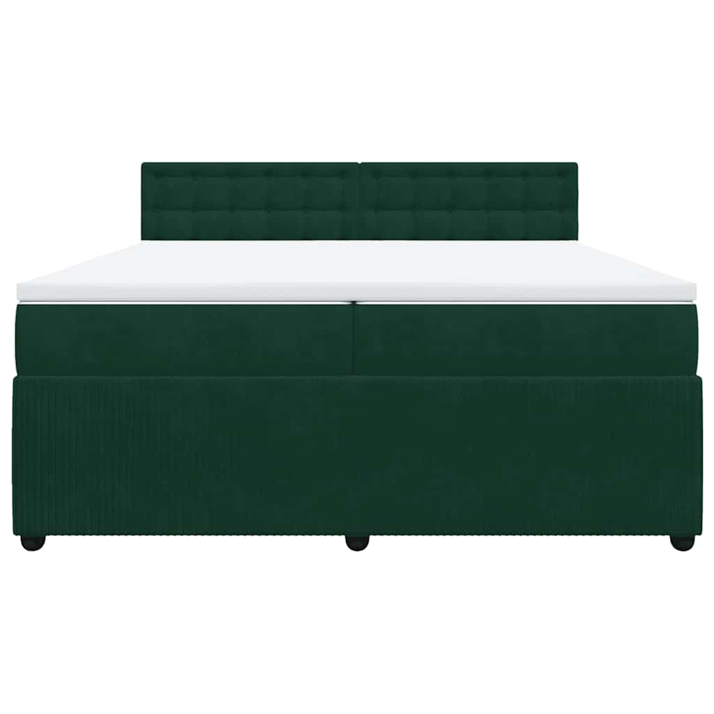 Κρεβάτι Boxspring με Στρώμα Σκούρο Πράσινο 200x200εκ. Βελούδινο - Pakobazaar