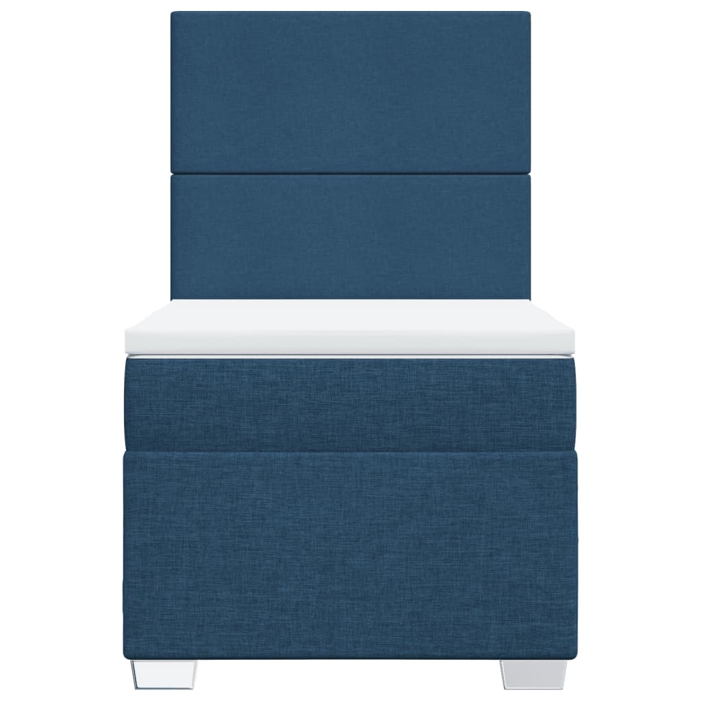 Κρεβάτι Boxspring με Στρώμα Μπλε 80x200 εκ. Υφασμάτινο
