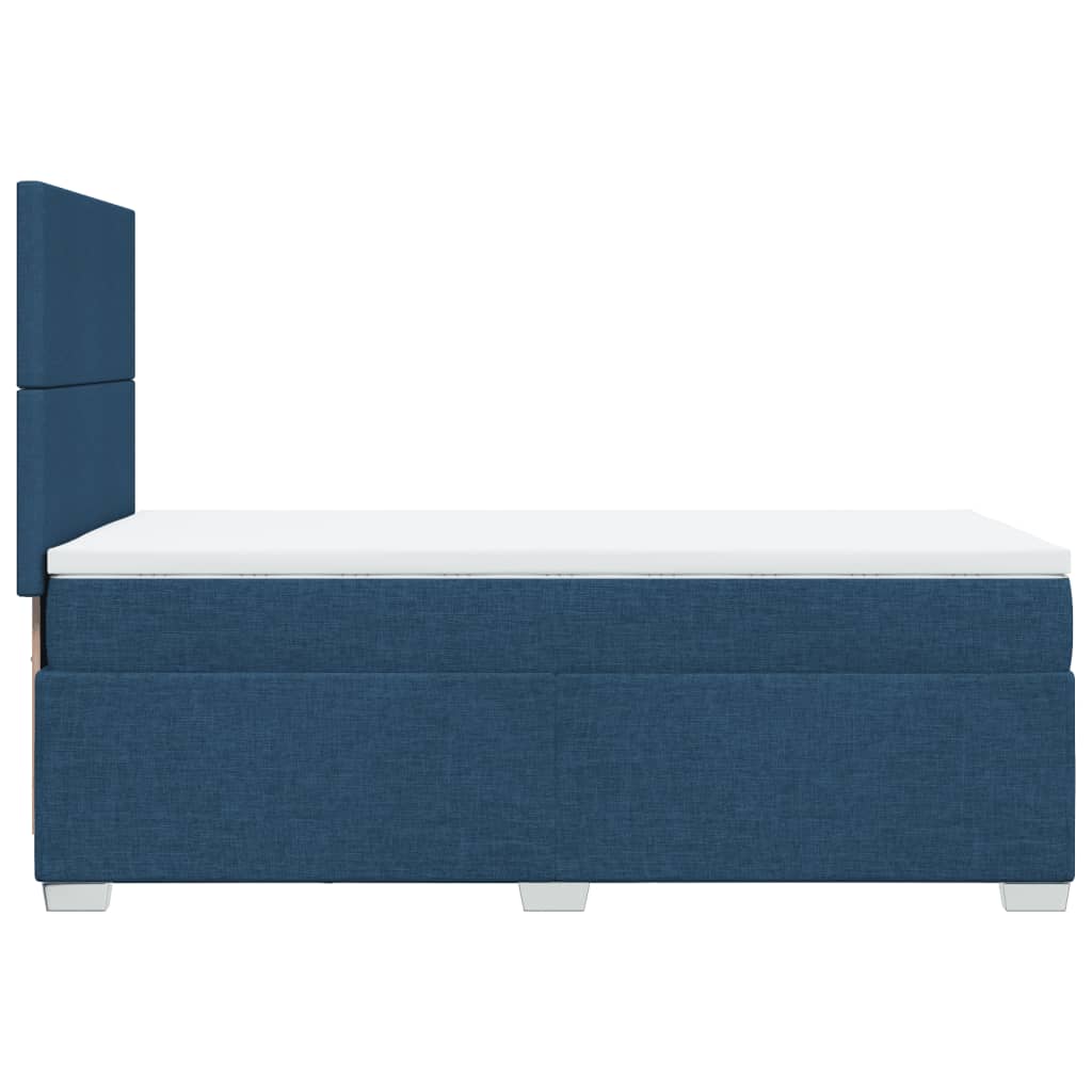 Κρεβάτι Boxspring με Στρώμα Μπλε 80x200 εκ. Υφασμάτινο