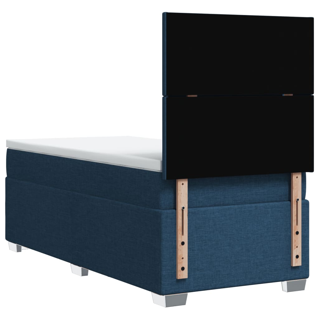 Κρεβάτι Boxspring με Στρώμα Μπλε 80x200 εκ. Υφασμάτινο