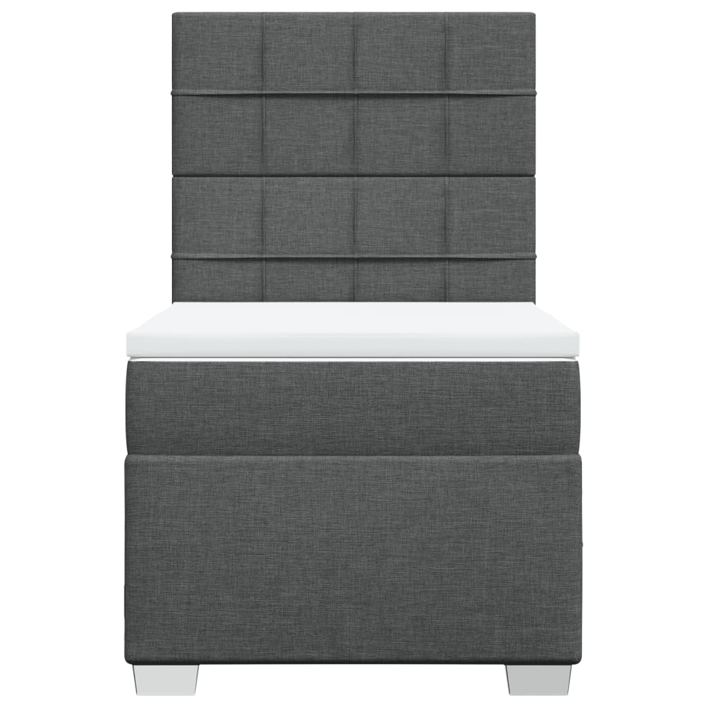 Κρεβάτι Boxspring με Στρώμα Σκούρο Γκρι 80x200 εκ. Υφασμάτινο - Pakobazaar