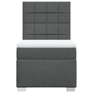 Κρεβάτι Boxspring με Στρώμα Σκούρο Γκρι 80x200 εκ. Υφασμάτινο - Pakobazaar