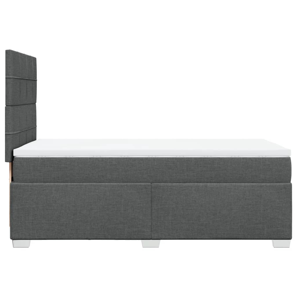 Κρεβάτι Boxspring με Στρώμα Σκούρο Γκρι 80x200 εκ. Υφασμάτινο - Pakobazaar