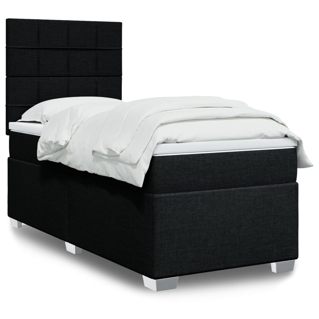 Κρεβάτι Boxspring με Στρώμα Μαύρο 80 x 200 εκ. Υφασμάτινο - Pakobazaar