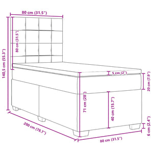 Κρεβάτι Boxspring με Στρώμα Σκούρο Καφέ 80x200 εκ. Υφασμάτινο