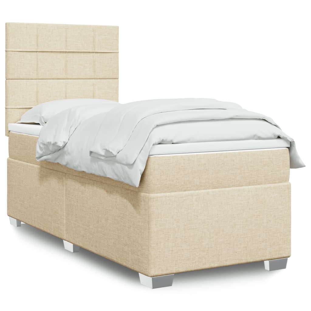 Κρεβάτι Boxspring με Στρώμα Κρεμ 80 x 200 εκ. Υφασμάτινο