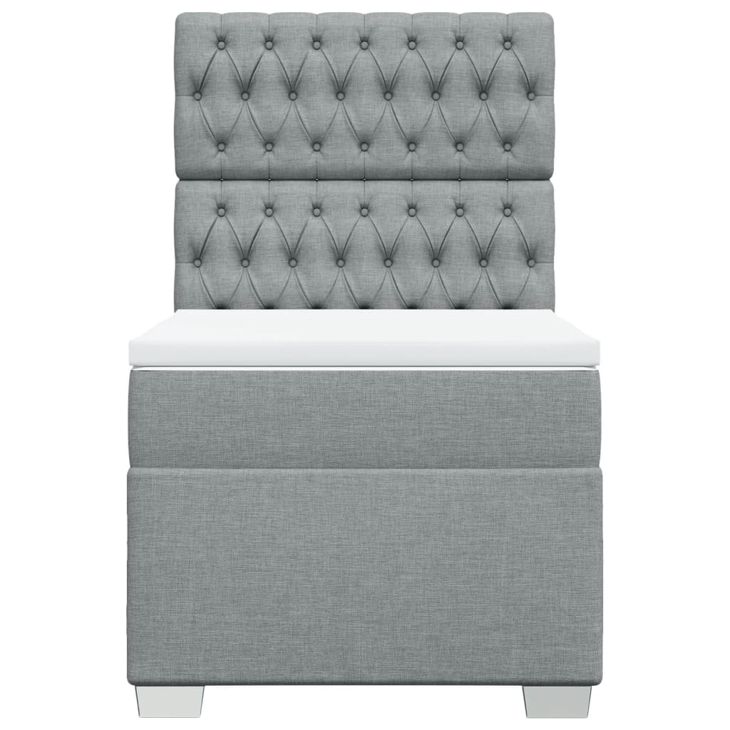 Κρεβάτι Boxspring με Στρώμα Ανοιχτό Γκρι 80x200 εκ. Υφασμάτινο - Pakobazaar
