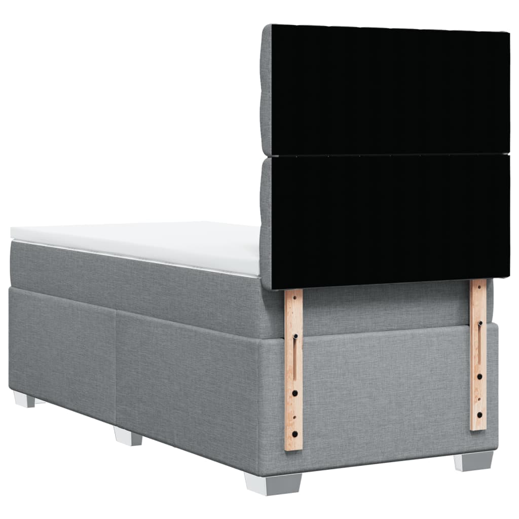 Κρεβάτι Boxspring με Στρώμα Ανοιχτό Γκρι 80x200 εκ. Υφασμάτινο - Pakobazaar