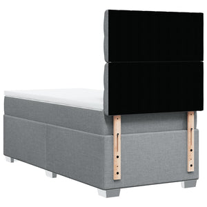 Κρεβάτι Boxspring με Στρώμα Ανοιχτό Γκρι 80x200 εκ. Υφασμάτινο - Pakobazaar