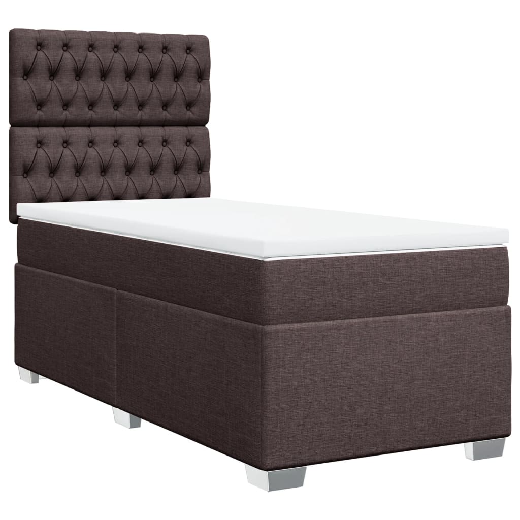Κρεβάτι Boxspring με Στρώμα Σκούρο Καφέ 80x200 εκ. Υφασμάτινο