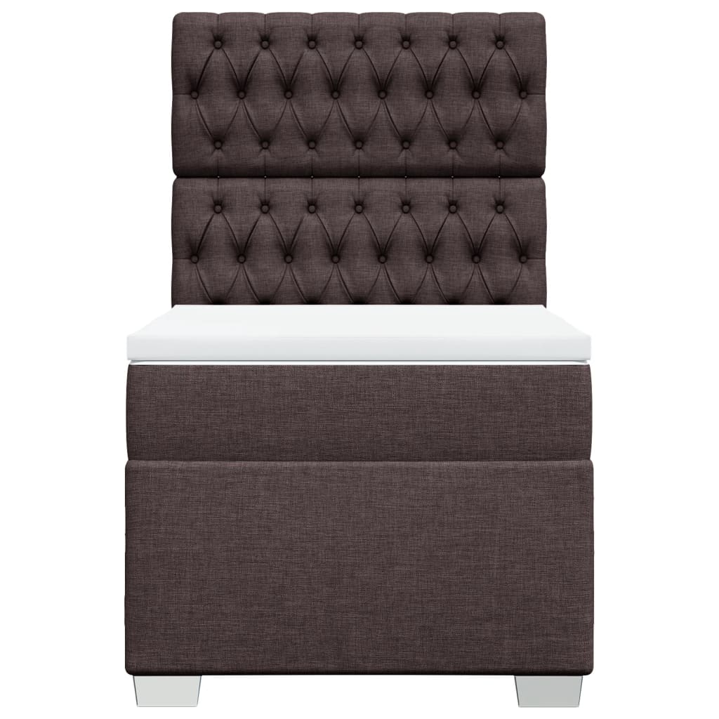 Κρεβάτι Boxspring με Στρώμα Σκούρο Καφέ 80x200 εκ. Υφασμάτινο