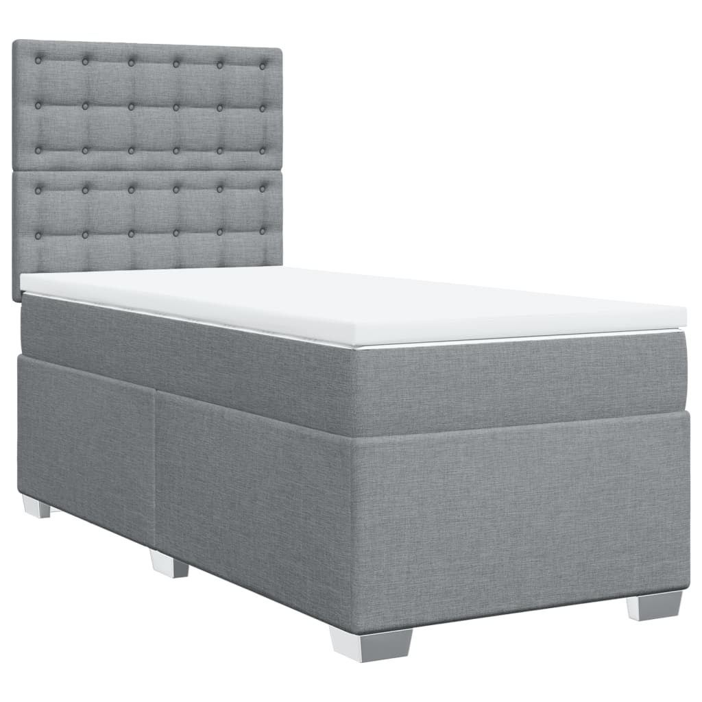 Κρεβάτι Boxspring με Στρώμα Ανοιχτό Γκρι 80x200 εκ. Υφασμάτινο - Pakobazaar