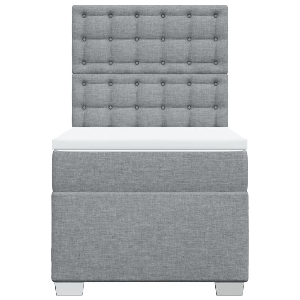 Κρεβάτι Boxspring με Στρώμα Ανοιχτό Γκρι 80x200 εκ. Υφασμάτινο - Pakobazaar