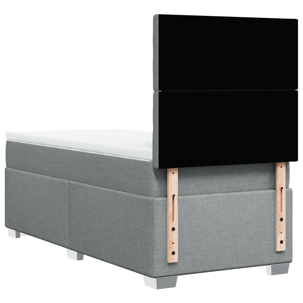 Κρεβάτι Boxspring με Στρώμα Ανοιχτό Γκρι 80x200 εκ. Υφασμάτινο - Pakobazaar