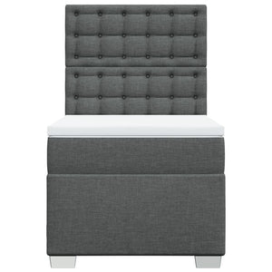 Κρεβάτι Boxspring με Στρώμα Σκούρο Γκρι 80x200 εκ. Υφασμάτινο - Pakobazaar
