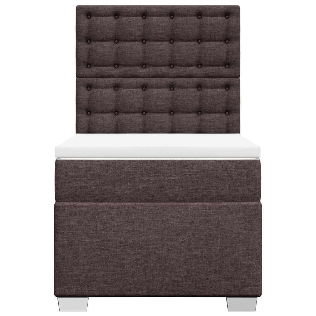 Κρεβάτι Boxspring με Στρώμα Σκούρο Καφέ 80x200 εκ. Υφασμάτινο