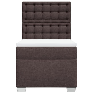 Κρεβάτι Boxspring με Στρώμα Σκούρο Καφέ 80x200 εκ. Υφασμάτινο