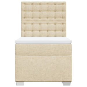 Κρεβάτι Boxspring με Στρώμα Κρεμ 80 x 200 εκ. Υφασμάτινο - Pakobazaar