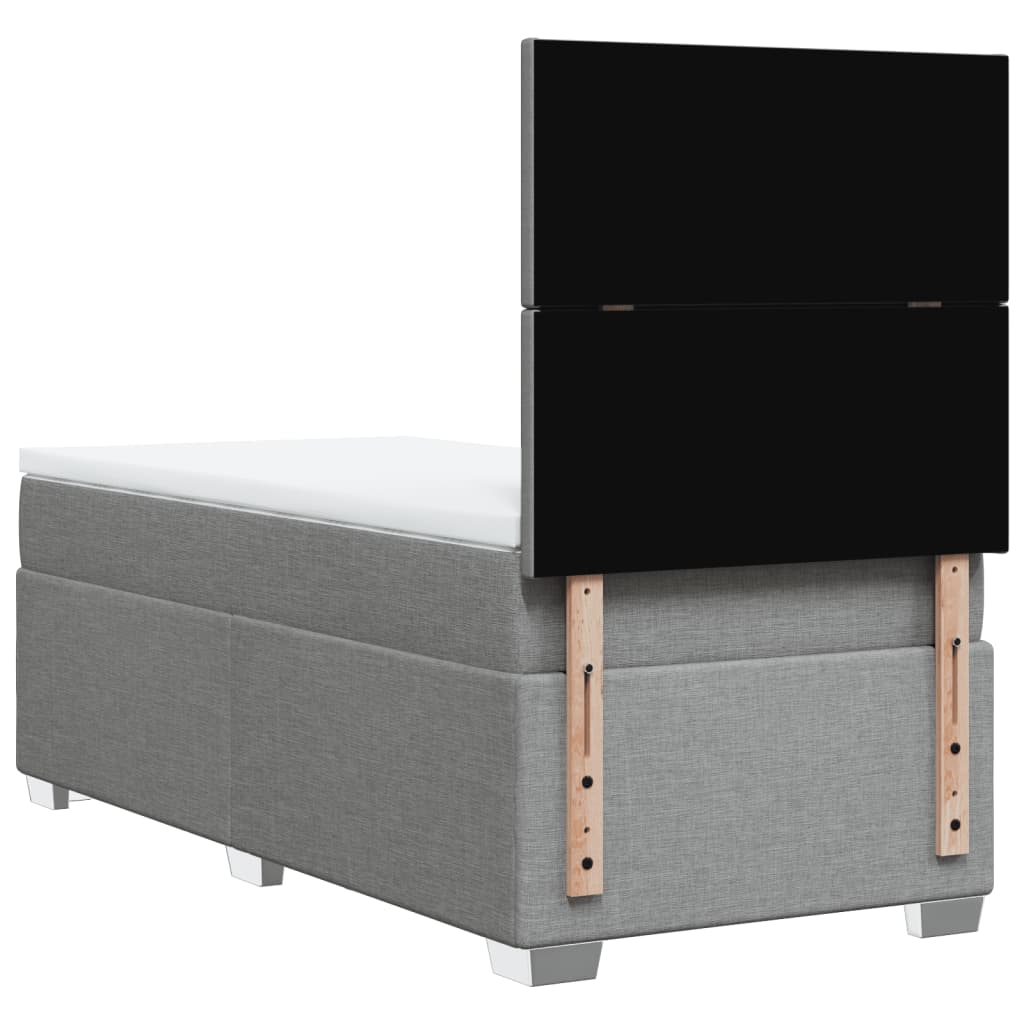 Κρεβάτι Boxspring με Στρώμα Ανοιχτό Γκρι 90x190 εκ. Υφασμάτινο - Pakobazaar