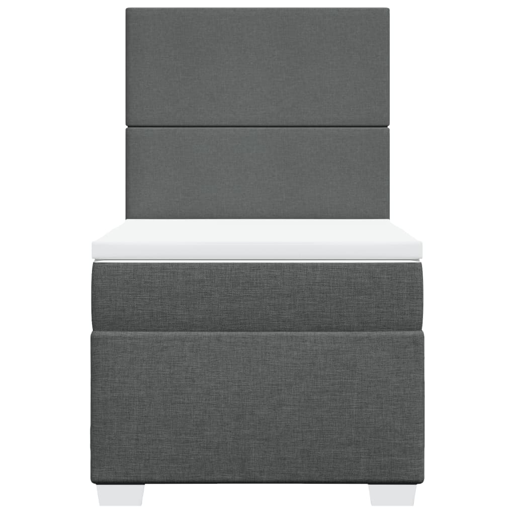 Κρεβάτι Boxspring με Στρώμα Σκούρο Γκρι 90x190 εκ. Υφασμάτινο - Pakobazaar