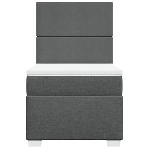Κρεβάτι Boxspring με Στρώμα Σκούρο Γκρι 90x190 εκ. Υφασμάτινο - Pakobazaar