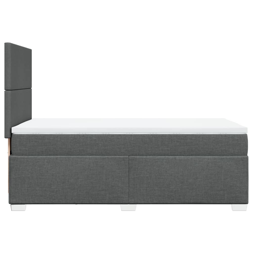 Κρεβάτι Boxspring με Στρώμα Σκούρο Γκρι 90x190 εκ. Υφασμάτινο - Pakobazaar