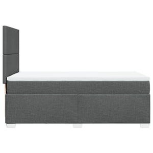 Κρεβάτι Boxspring με Στρώμα Σκούρο Γκρι 90x190 εκ. Υφασμάτινο - Pakobazaar