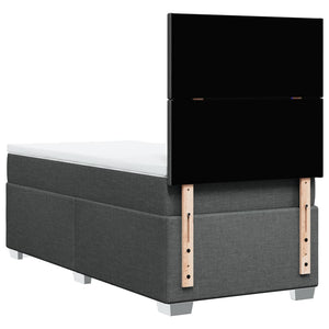 Κρεβάτι Boxspring με Στρώμα Σκούρο Γκρι 90x190 εκ. Υφασμάτινο - Pakobazaar