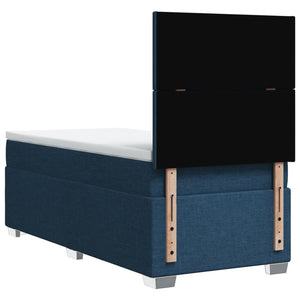 Κρεβάτι Boxspring με Στρώμα Μπλε 90x190 εκ.Υφασμάτινο