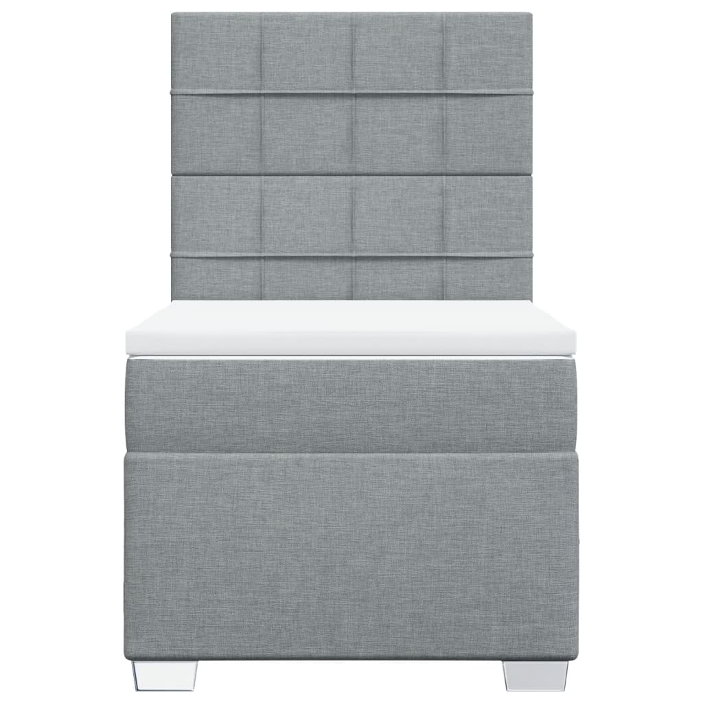 Κρεβάτι Boxspring με Στρώμα Ανοιχτό Γκρι 90x190 εκ. Υφασμάτινο - Pakobazaar