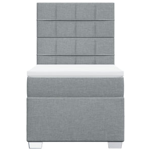 Κρεβάτι Boxspring με Στρώμα Ανοιχτό Γκρι 90x190 εκ. Υφασμάτινο - Pakobazaar