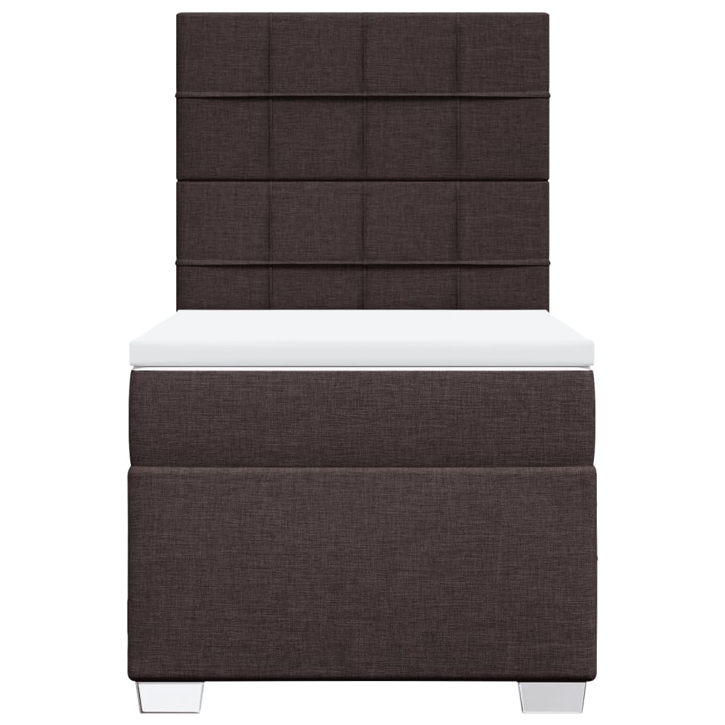 Κρεβάτι Boxspring με Στρώμα Σκούρο Καφέ 90x190 εκ. Υφασμάτινο