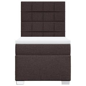 Κρεβάτι Boxspring με Στρώμα Σκούρο Καφέ 90x190 εκ. Υφασμάτινο