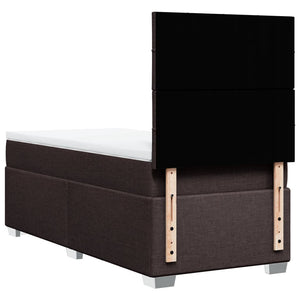 Κρεβάτι Boxspring με Στρώμα Σκούρο Καφέ 90x190 εκ. Υφασμάτινο